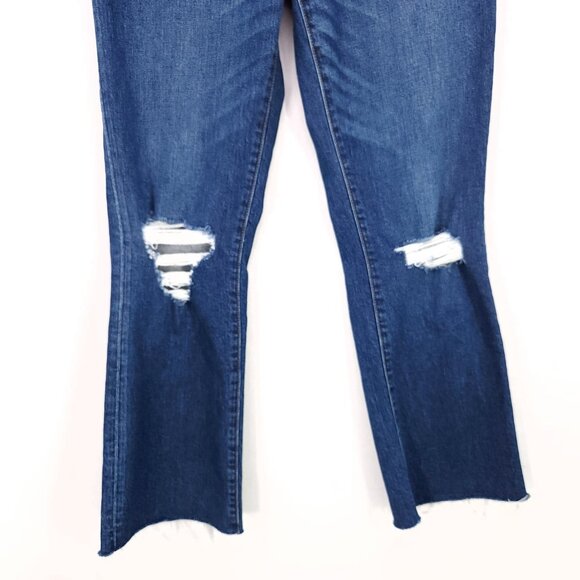 Madewell 11" High Rise Crop Flare Jeans 26 Women Raw Hem Fray Distress Whiskered - Picture 11 of 15